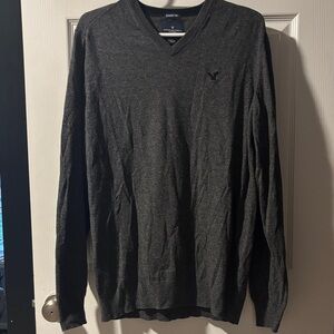 American Eagle Outfitters Dark Gray V-Neck Sweater